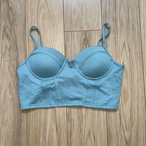 NWOT Muted Green Crop Top with Built in Bra TBD O